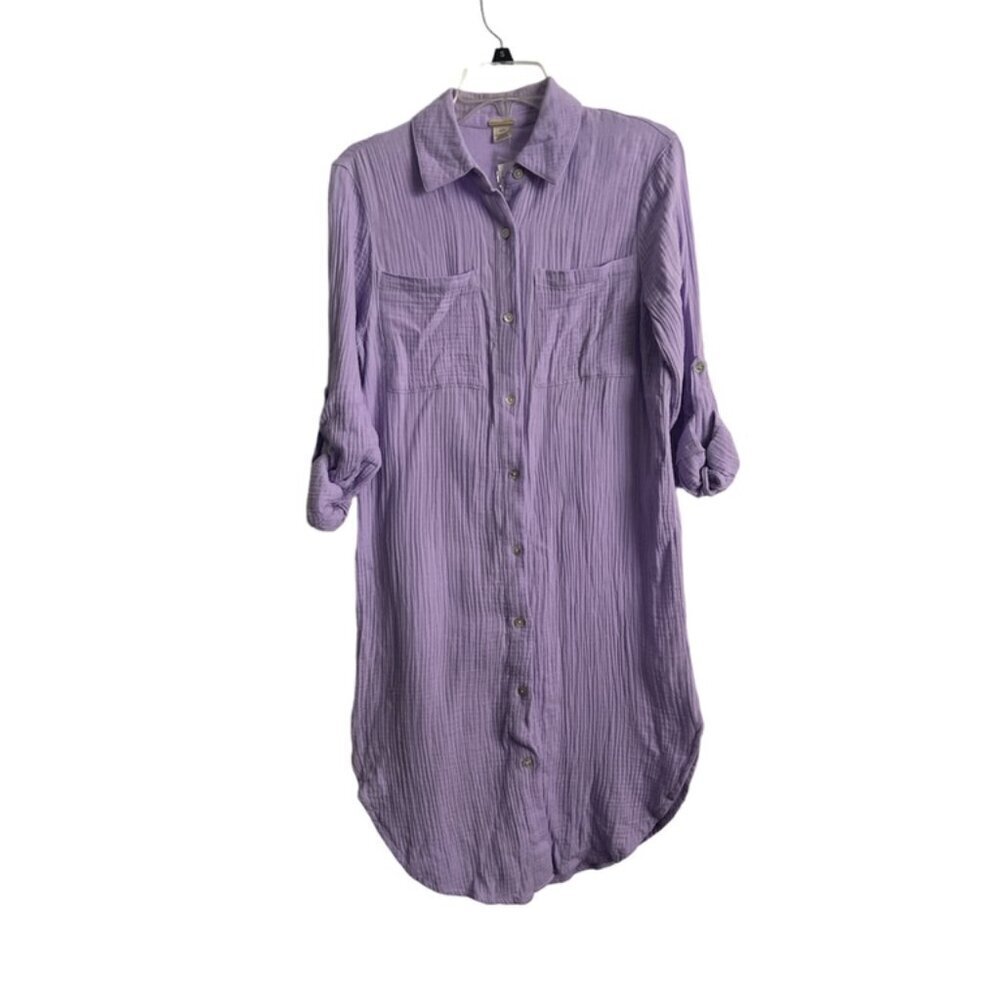 Magaschoni gauze button down shirt dress